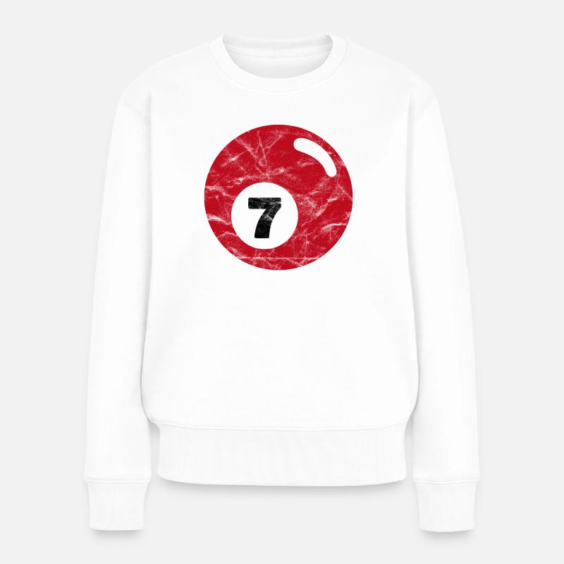 Billard Billardkugel dunkelrot sieben seven - Frauen Premium Bio Pullover - Weiß