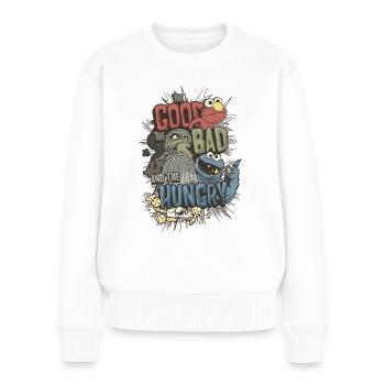 Sesamstraße Halunken Elmo, Oscar, Krümelmonster - Frauen Premium Bio Pullover - Weiß - Vorne - Julia (174cm)