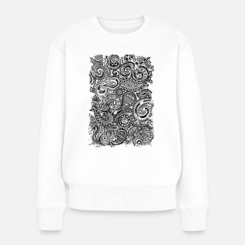 Paisley doodle noir - Pull Premium bio Femme - blanc