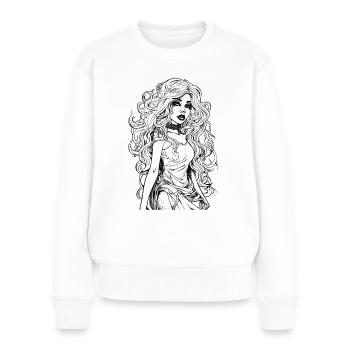 Dame en noir - Pull Premium bio Femme - blanc - Devant - Julia (174cm)