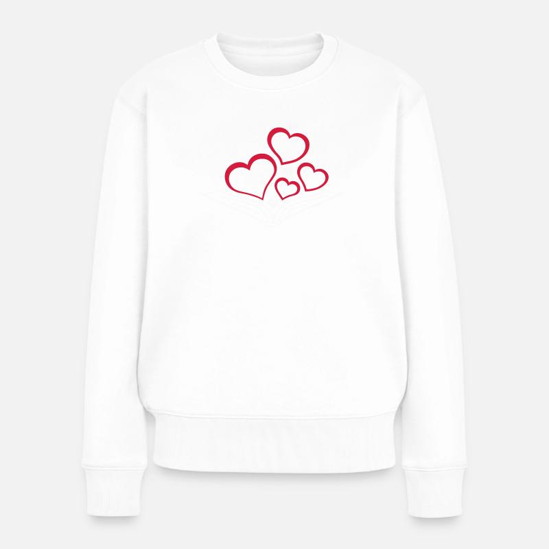 Buch mit Herzen Flock - Frauen Premium Bio Pullover - Weiß