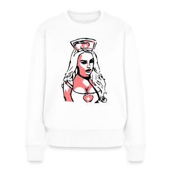 2reborn IMPFEN Krank sexy Krankenschwester Nurse 4 - Frauen Premium Bio Pullover - Weiß - Vorne - Julia (174cm)