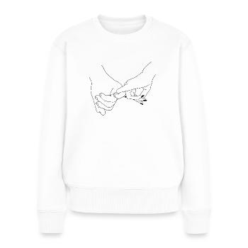 Main dans la main - amour - mains - Pull Premium bio Femme - blanc - Devant - Julia (174cm)