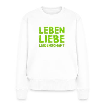 das ist mir wichtig - Frauen Premium Bio Pullover - Weiß - Vorne - Julia (174cm)