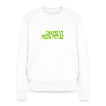 Gegensätze ziehen sich an - Frauen Premium Bio Pullover - Weiß - Vorne - Julia (174cm)