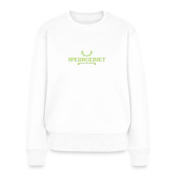 das ist Sperrgebiet - Frauen Premium Bio Pullover - Weiß - Vorne - Julia (174cm)