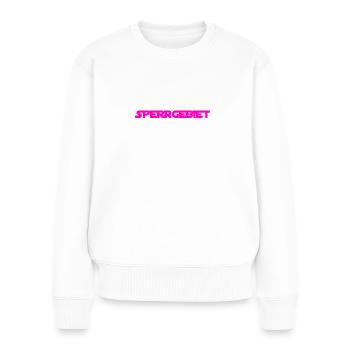 hier ist zu - Frauen Premium Bio Pullover - Weiß - Vorne - Julia (174cm)