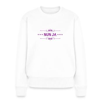 ich bin mir nicht sicher - Frauen Premium Bio Pullover - Weiß - Vorne - Julia (174cm)