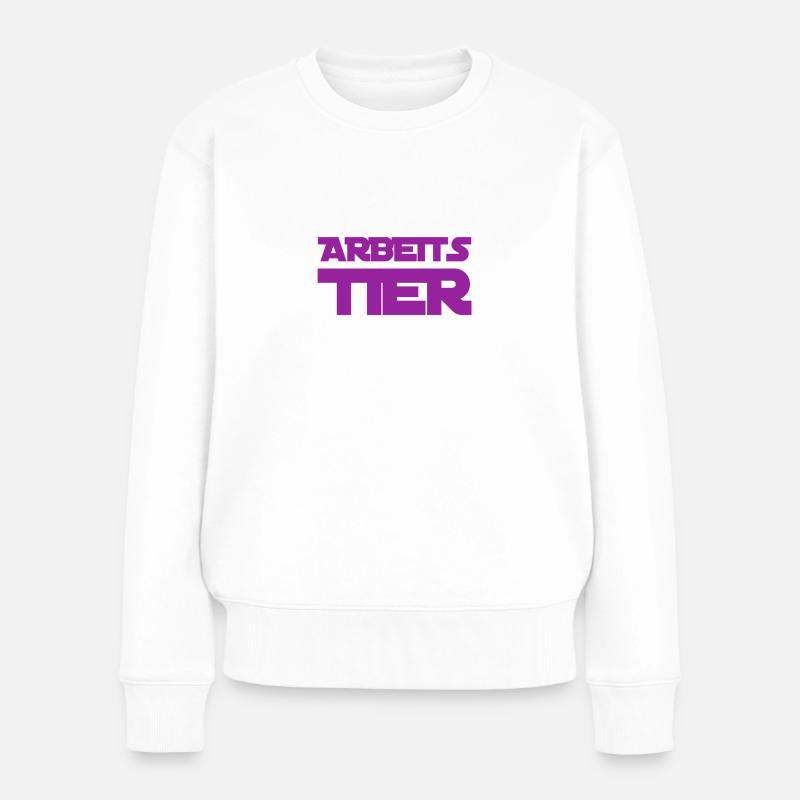 vor dir steht ein Arbeitstier - Frauen Premium Bio Pullover - Weiß