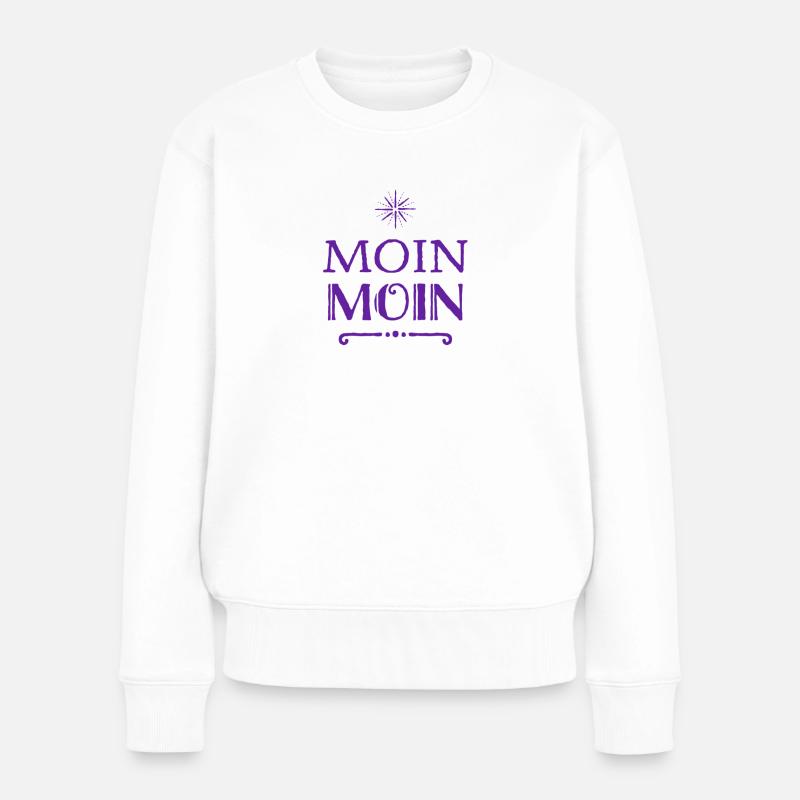 moin moin - Frauen Premium Bio Pullover - Weiß
