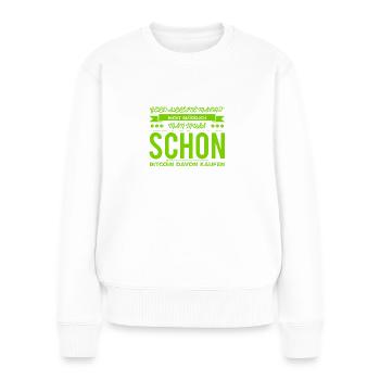 Satoshi geht immer - Frauen Premium Bio Pullover - Weiß - Vorne - Julia (174cm)