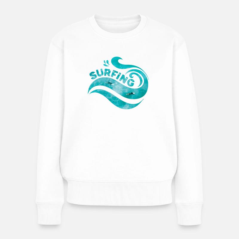 Surfing - Frauen Premium Bio Pullover - Weiß