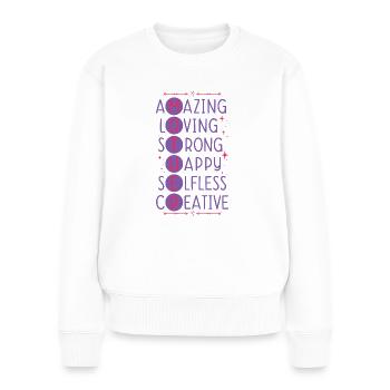 Muttertag Geschenkidee Mama Mütter - Frauen Premium Bio Pullover - Weiß - Vorne - Julia (174cm)