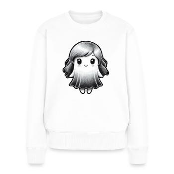 Halloween Geist Frauen Mädchen - Frauen Premium Bio Pullover - Weiß - Vorne - Julia (174cm)