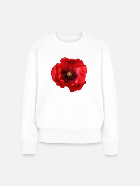 Mohnblume - Frauen Premium Bio Pullover - Weiß