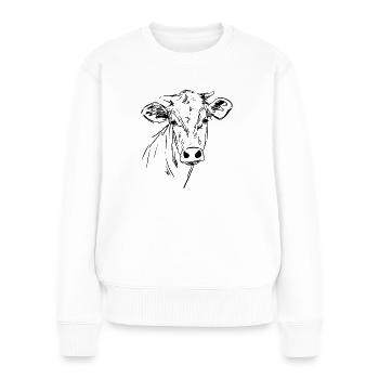 Vache Vaches - Pull Premium bio Femme - blanc - Devant - Julia (174cm)