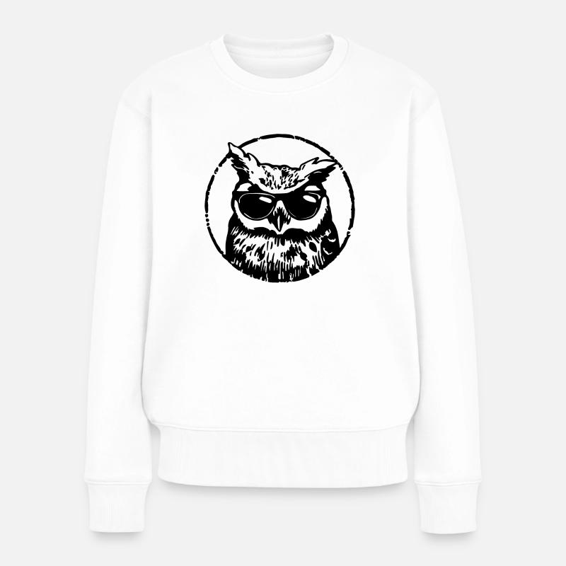 Eule - Frauen Premium Bio Pullover - Weiß