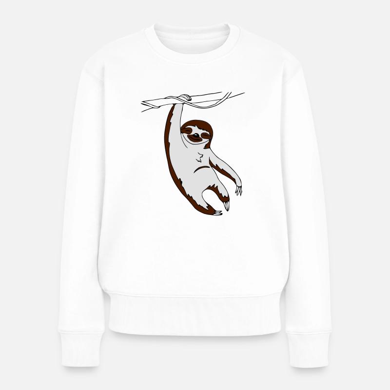 Faultier hängend am Baum - Frauen Premium Bio Pullover - Weiß