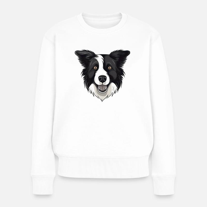 Border Collie - Pull Premium bio Femme - blanc