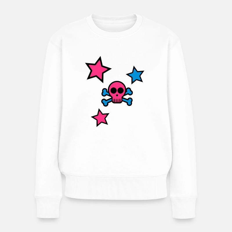 skull - Frauen Premium Bio Pullover - Weiß