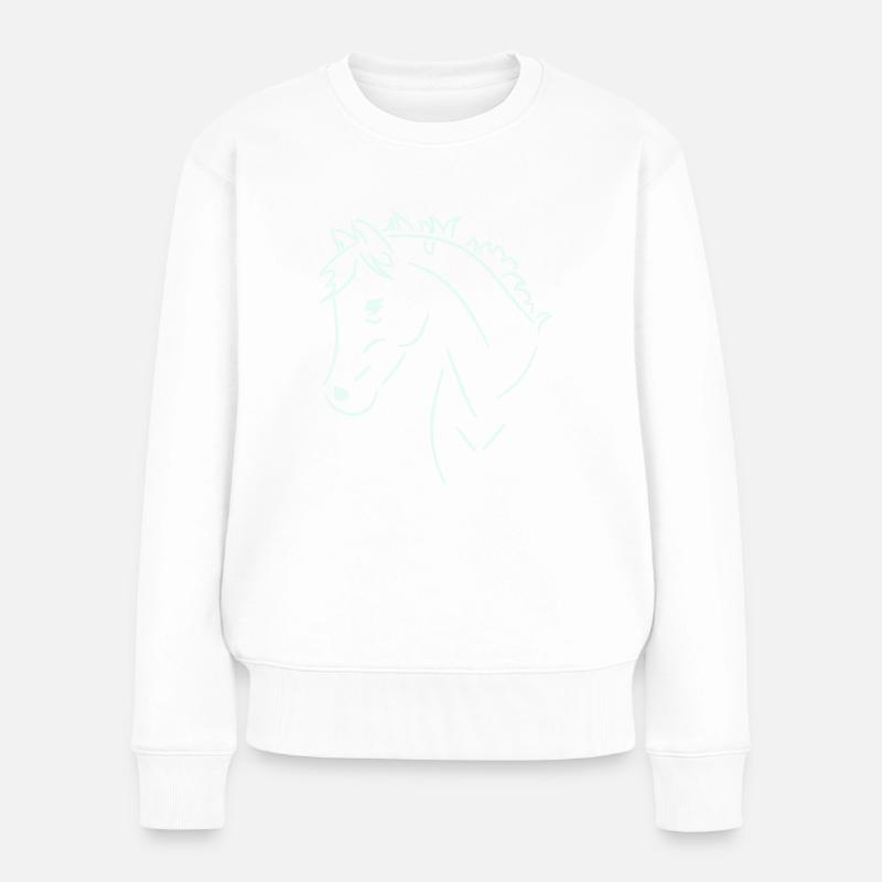 Pferdekopf - Frauen Premium Bio Pullover - Weiß