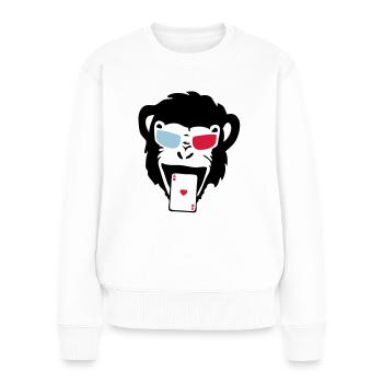 singe gorille poker carte as - Pull Premium bio Femme - blanc - Devant - Julia (174cm)