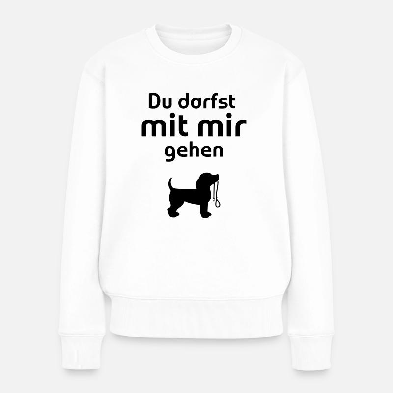 Hund gassi gehen Du darfst - Frauen Premium Bio Pullover - Weiß