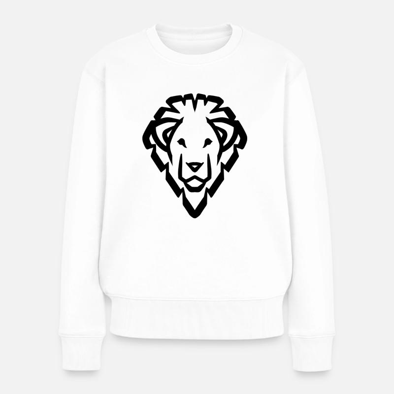 Löwenkopf Symbol schwarz - Frauen Premium Bio Pullover - Weiß