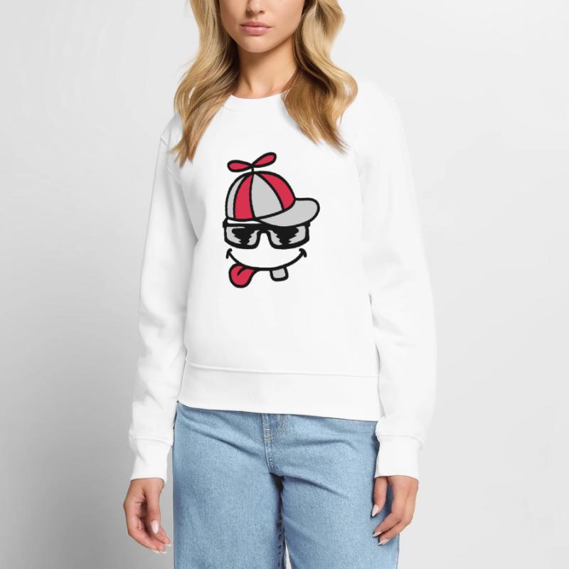 Comic Face Propeller Cap Éolienne Pull Premium bio Femme