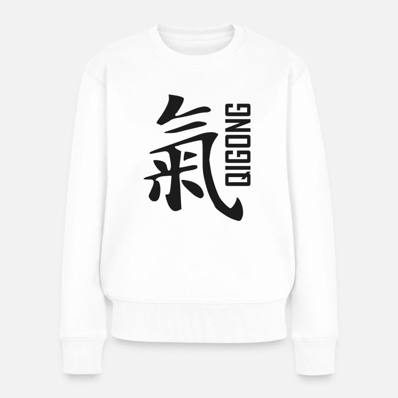 qigong chinesisches zeichen schwarz - Frauen Premium Bio Pullover - Weiß