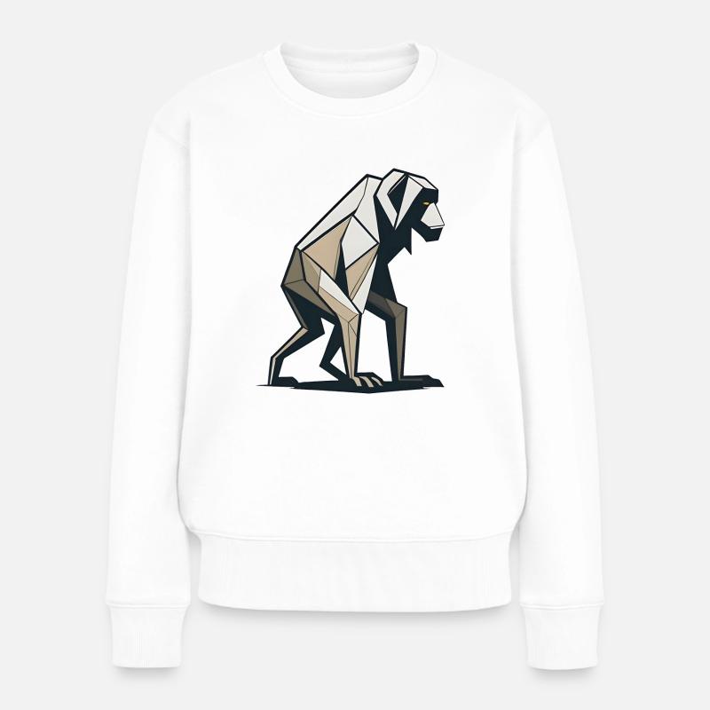 Origami Affe - Frauen Premium Bio Pullover - Weiß