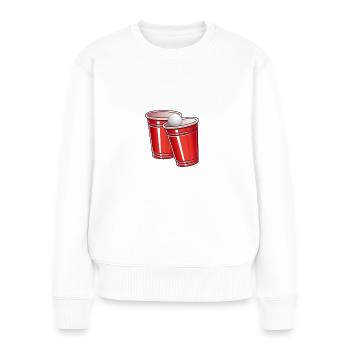 Tasse de Beer Pong - Pull Premium bio Femme - blanc - Devant - Julia (174cm)
