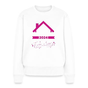 Bauherrin 2024 Spruch Baustelle Hausbau Eigenheim - Frauen Premium Bio Pullover - Weiß - Vorne - Julia (174cm)
