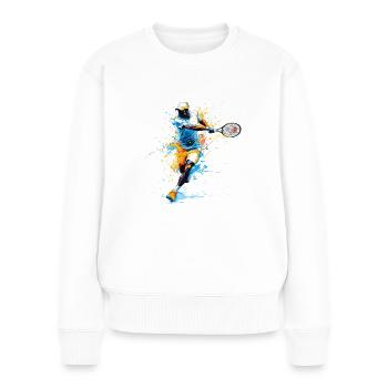 Joueur de tennis revers - Pull Premium bio Femme - blanc - Devant - Julia (174cm)