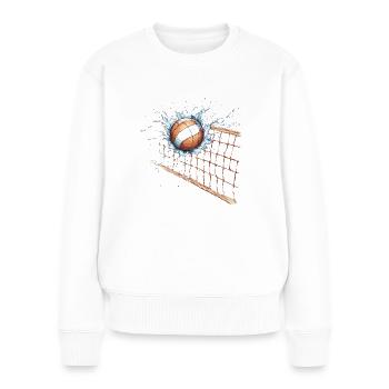 Volleyball im Netz - Frauen Premium Bio Pullover - Weiß - Vorne - Julia (174cm)