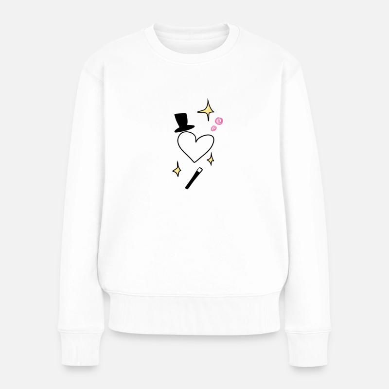 Zauberer herz - Frauen Premium Bio Pullover - Weiß
