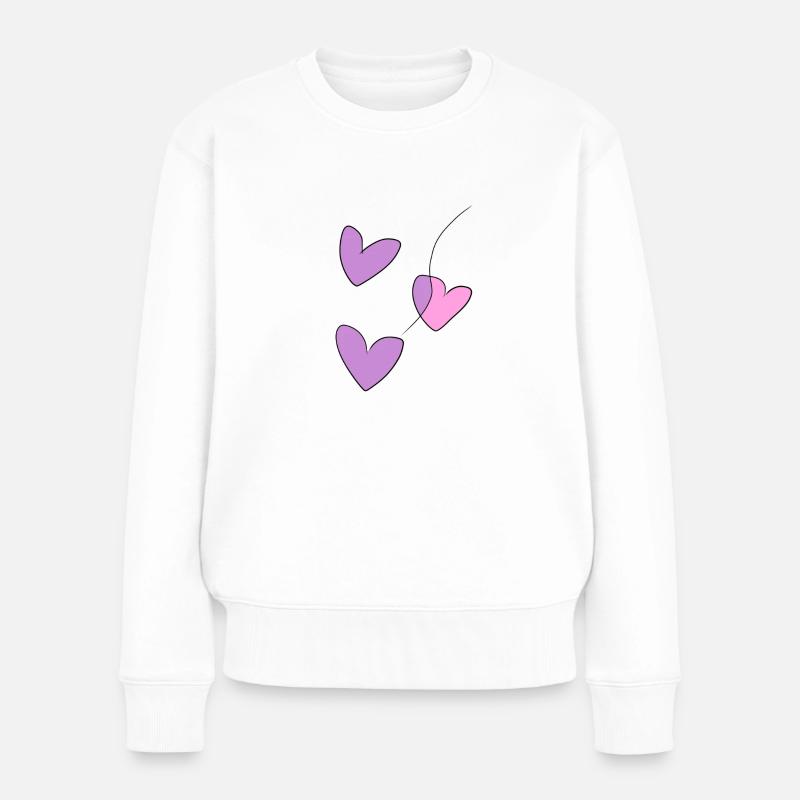herz herzen - Frauen Premium Bio Pullover - Weiß