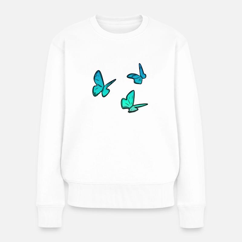 blaue schmetterlinge schmetterling tiere tier symb - Frauen Premium Bio Pullover - Weiß
