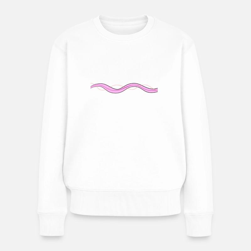 linie welle strich pink - Frauen Premium Bio Pullover - Weiß