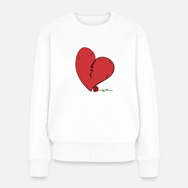gebrochenes herz traurig rot - Frauen Premium Bio Pullover - Weiß