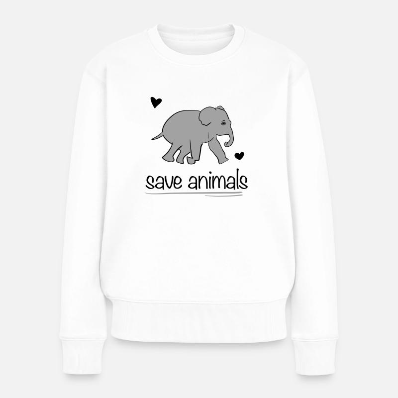 rette Tiere Tier Elefant Tierschutz - Frauen Premium Bio Pullover - Weiß