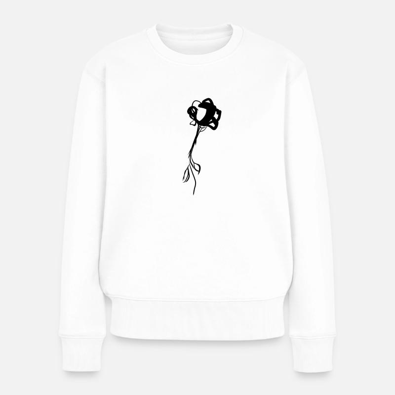 Blume Symbol Pflanze Form - Frauen Premium Bio Pullover - Weiß
