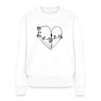 herz rosen narben grau symbol - Frauen Premium Bio Pullover - Weiß - Vorne - Julia (174cm)