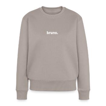 Cadeau grunge style prénom bruno - Pull Premium bio Femme - taupe - Devant - Julia (174cm)