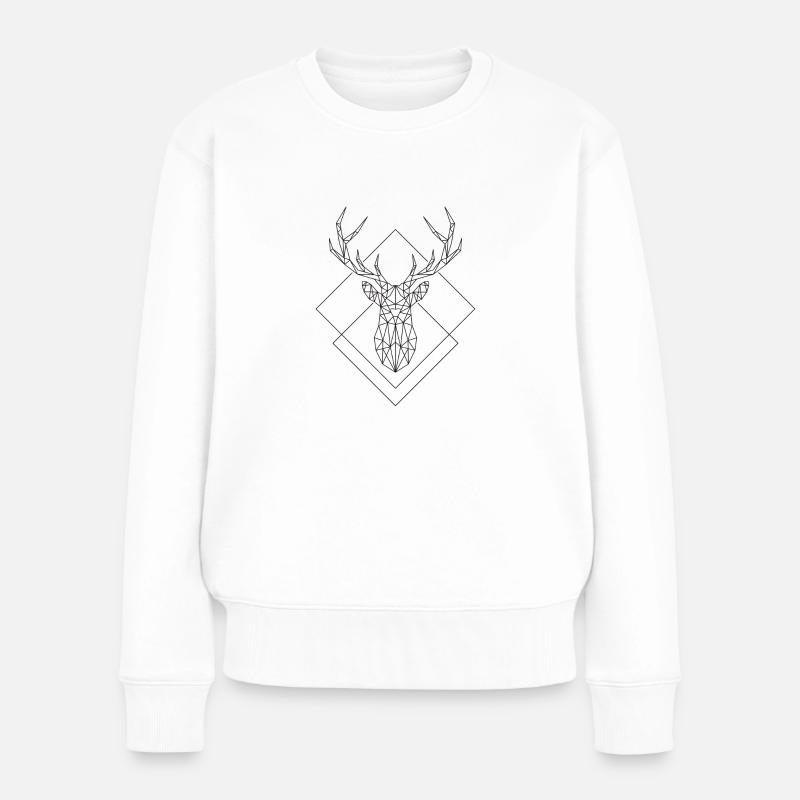 Polygon Hirsch - Frauen Premium Bio Pullover - Weiß