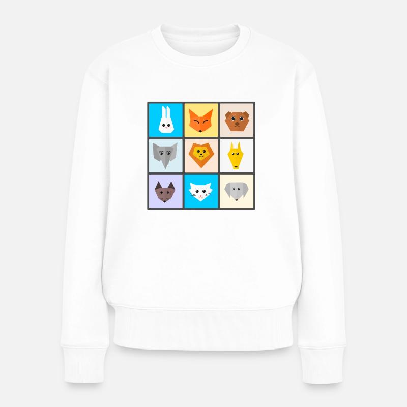 Bunte Tiermischung mit Lieblingstieren - Frauen Premium Bio Pullover - Weiß