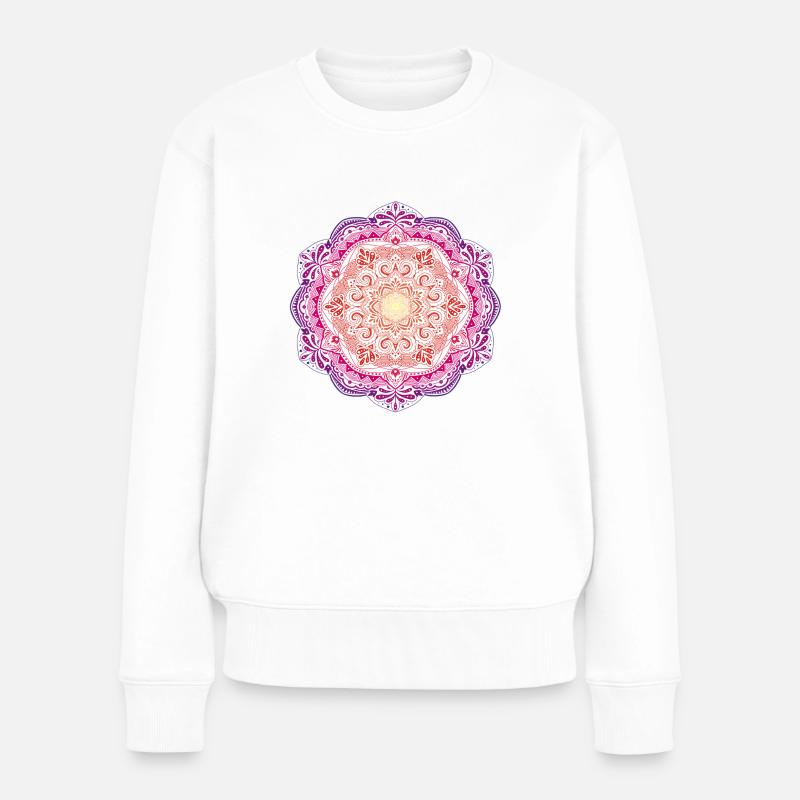 Mandala - Frauen Premium Bio Pullover - Weiß