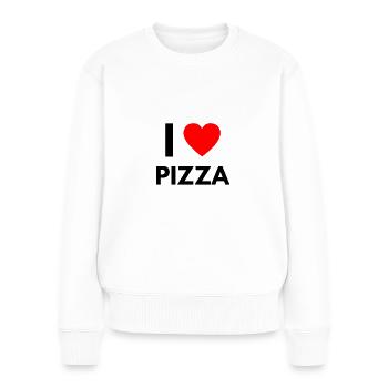 I Love Pizza Geschenk - Frauen Premium Bio Pullover - Weiß - Vorne - Julia (174cm)