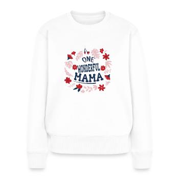 Muttertag Geschenkidee One Wonderful Mama - Frauen Premium Bio Pullover - Weiß - Vorne - Julia (174cm)