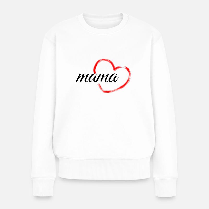 Mama Herz - Frauen Premium Bio Pullover - Weiß